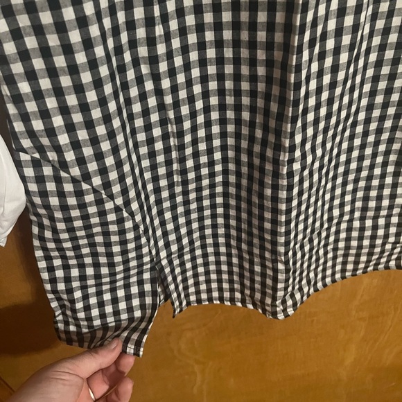 Black and White Gingham Mini Dress with Ruffled Collar - Picture 3 of 11